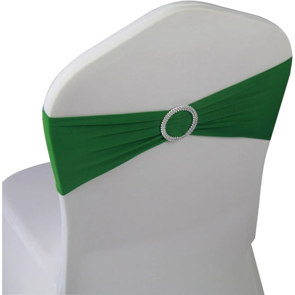 Green Spandex Chair Bands Sashes - 50 pcs Wedding Banquet Party Event Decoration Chair Bows Ties (Green, 50 pcs)