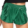 Green Spandex Solid Solid Color Shorts ShrinktoFit Elastic Waist