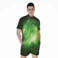 thumbnail image 1 of Green Sparkle Galaxy Short Sleeve Men'S Rompers, Galaxy Casual Summer Jumpsuits Outfit, 1 of 4
