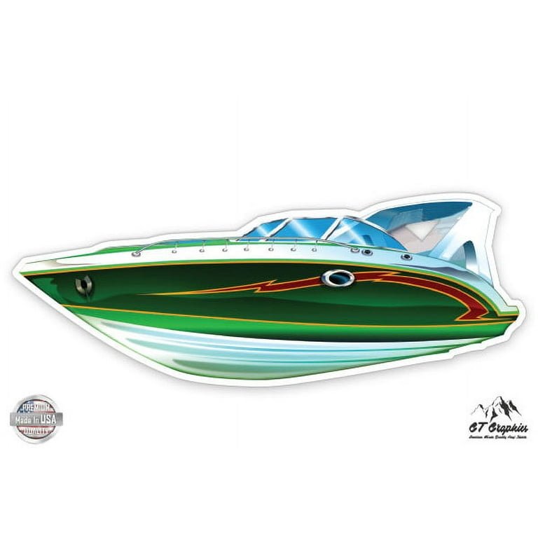 Green Speed Boat - 12 Vinyl Sticker Waterproof Decal