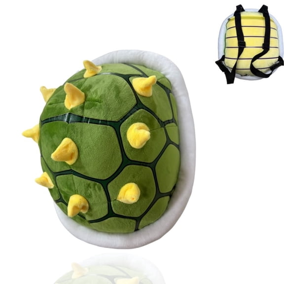 Green Spiked Turtle Shell Backpack, Blanket, and Pillow 3-in-1 Role Playing Costume Accessories Props Soft Plush Cartoon Toy