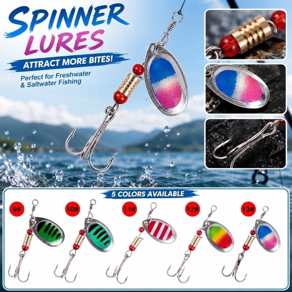 Green Spinner Lure with Black Stripes & Red Bead – Vibrant Rotating Blade Creates Flash & Vibration to Mimic Baitfish for Bass, Trout, Pike in Lakes, Rivers, Streams
