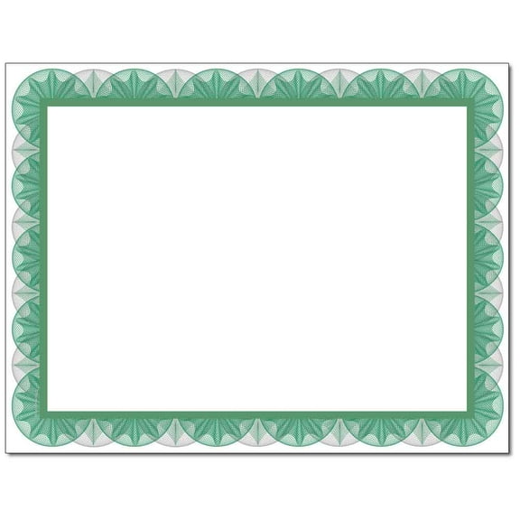Green Spiral Laser & Inkjet Certificate Border Paper, 25 Sheets