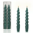 thumbnail image 1 of Green Spiral Taper Candle 7.3inches Short Tapered Candles Cute Twisted Candles Unscented Candle Sticks for Holiday Wedding Party Dinner Table Decoration, 2pcs, 1 of 6