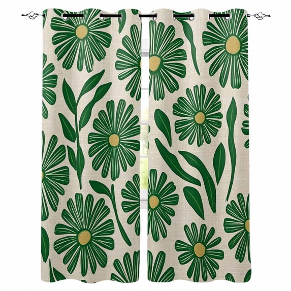 Green Spring Floral Blackout Curtains for Bedroom/Living Room, Thermal ...