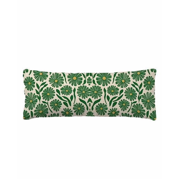 Green Spring Floral Body Pillow Cover 20 x 60 Inch Decorative Pillow Cover Summer Flower Pastoral Rustic Lumbar Pillowcase Seasonal Rectangle Cushion Case for Couch Sofa Bed Living Room