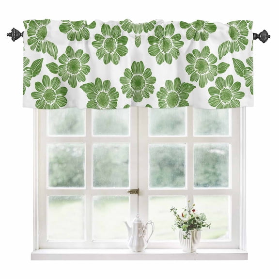 Green Spring Floral Kitchen Valances for Windows 42x12 Inch Kitchen Curtains Valances Rod Pocket Pastoral Flower Bathroom Window Valances for Window Treatment Decor