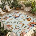 thumbnail image 1 of Green Spring Floral Outdoor Rug for Patio/Deck/Porch, Non-Slip Large Area Rug 4 x 6 Ft, Summer Botanical Vintage Birds Indoor Outdoor Rugs Washable Area Rugs, Reversible Camping Rug Carpet Runner, 1 of 8