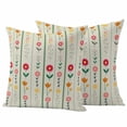 thumbnail image 1 of Green Spring Floral Outdoor Waterproof Pillow Covers, Colorful Summer Flowers Vintage Botanical Decorative Square Throw Pillowcase Sofa Cushion Sham for Patio/Couch/Chair, 24"x24" 2 Pack, 1 of 8