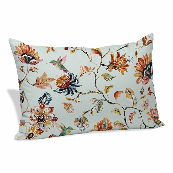Green Spring Floral Pillow Covers, Linen Long Throw Pillow Case, Summer Botanical Vintage Birds Holiday Pillow Protector Decorative Cushion Cover for Living Room/Bedroom 20" x 30"