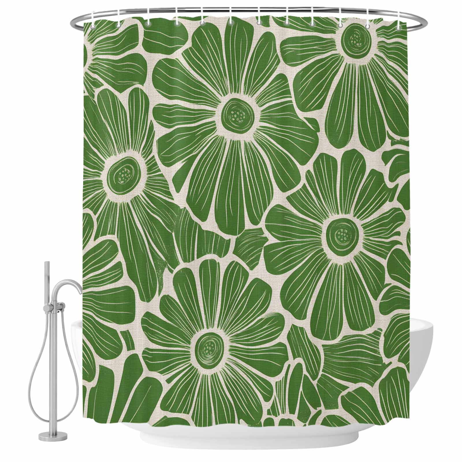 Green Floral Shower Curtainnull