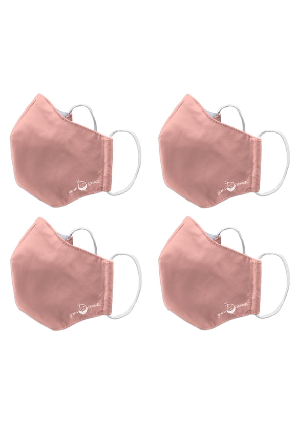 Green Sprouts 4 Pack Reusable Face Mask and Storage Bag Adult Large Coral