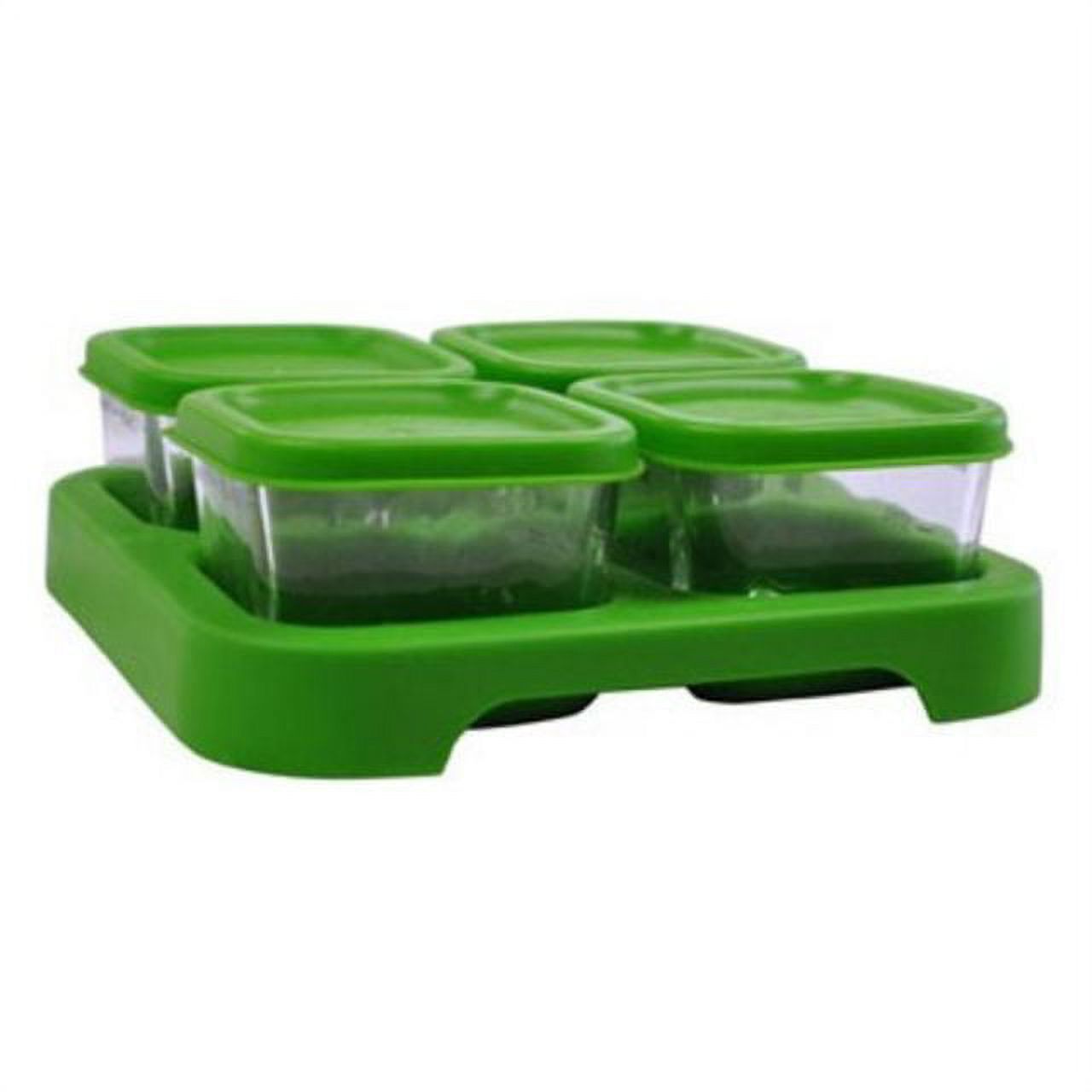 Green Sprouts Glass Baby Food Cubes 2 oz. Size + Tray Green 4 Pack