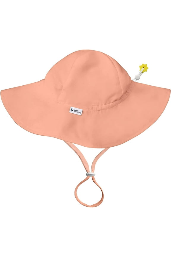 UPF 50+ Eco Wide Brim Shade Hat Breakaway Safety Chin Clasp - Coral Infant
