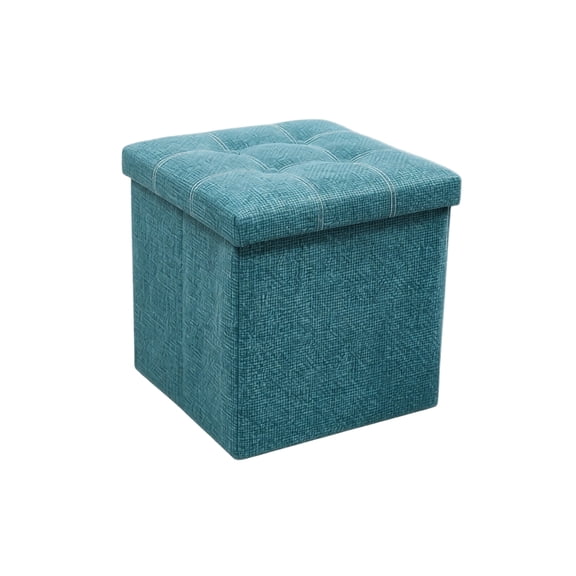 Green Square Cube Storage Ottoman with Lid, Tufted Hidden Storage Seat for Back to School Dorm Essentials