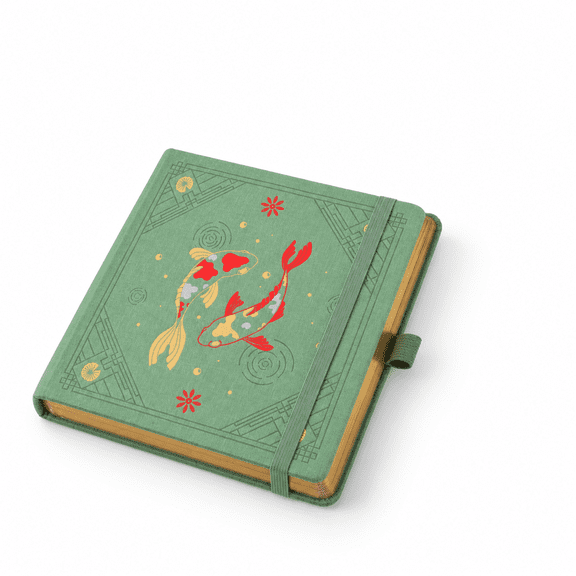 Green Square-Dotted 8x8 Inch Hardcover Journal Notebook with 160 Pages