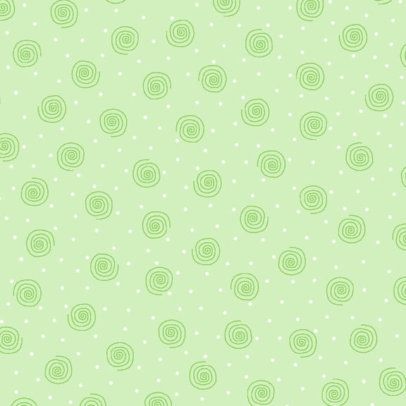 Flannel Spirals Patterned on Green White Polka Dots Comfy Prints AE Nathan Flannel Fabric Print by the Yard (0019-66)