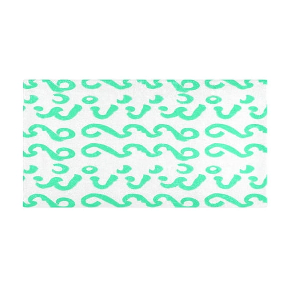 Green Squiggles 39x20" Bath Mat Carpet, Absorbent and Non-Slip for Kitchen or Bathroom, Quick-Drying