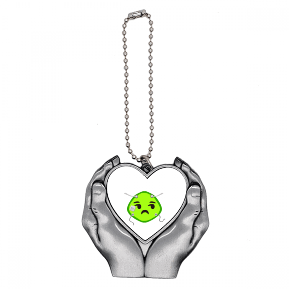 Green Squint Smail Head Expression Car Keychain Heart Pendant Ornament Charm