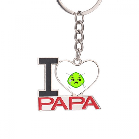 Green Squint Smail Head Expression Keychain Metal Keyring Holder Love PAPA Father
