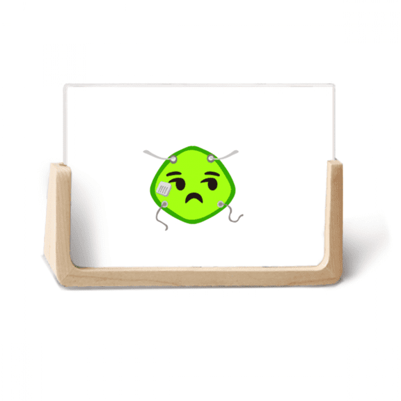Green Squint Smail Head Expression Photo Wooden Photo Frame Tabletop Display