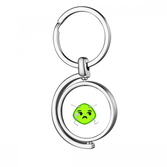 Green Squint Smail Head Expression Rotating Keychain Metal Keyring Holder