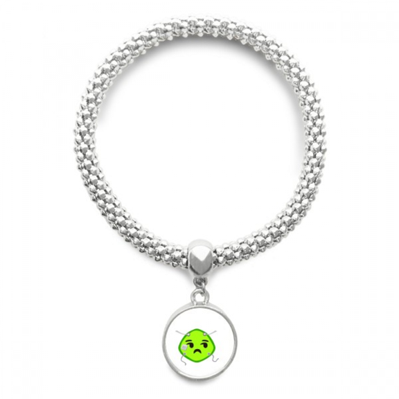 Green Squint Smail Head Expression Sliver Bracelet Pendant Jewelry Chain Adjustable Bangle