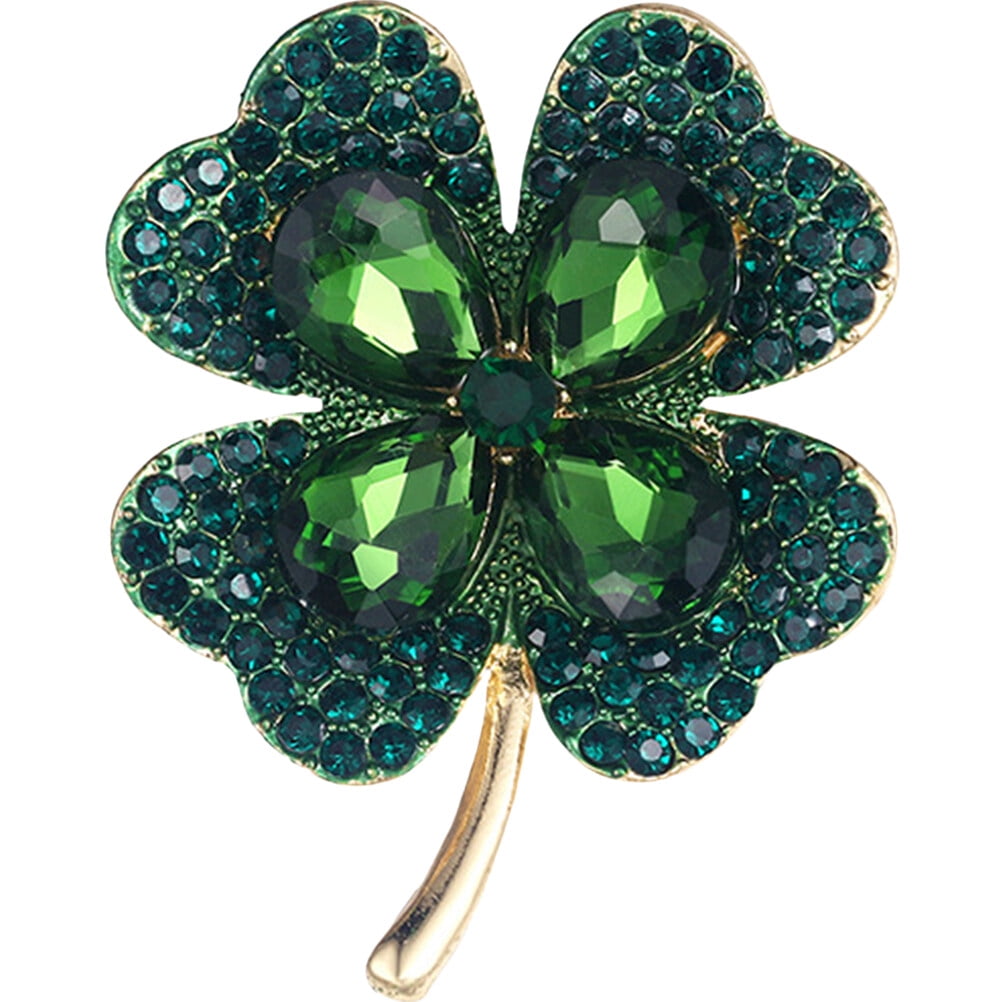 Green St. Patrick's Day Enamel Lapel Pin Brooches Clover Leaf Pin