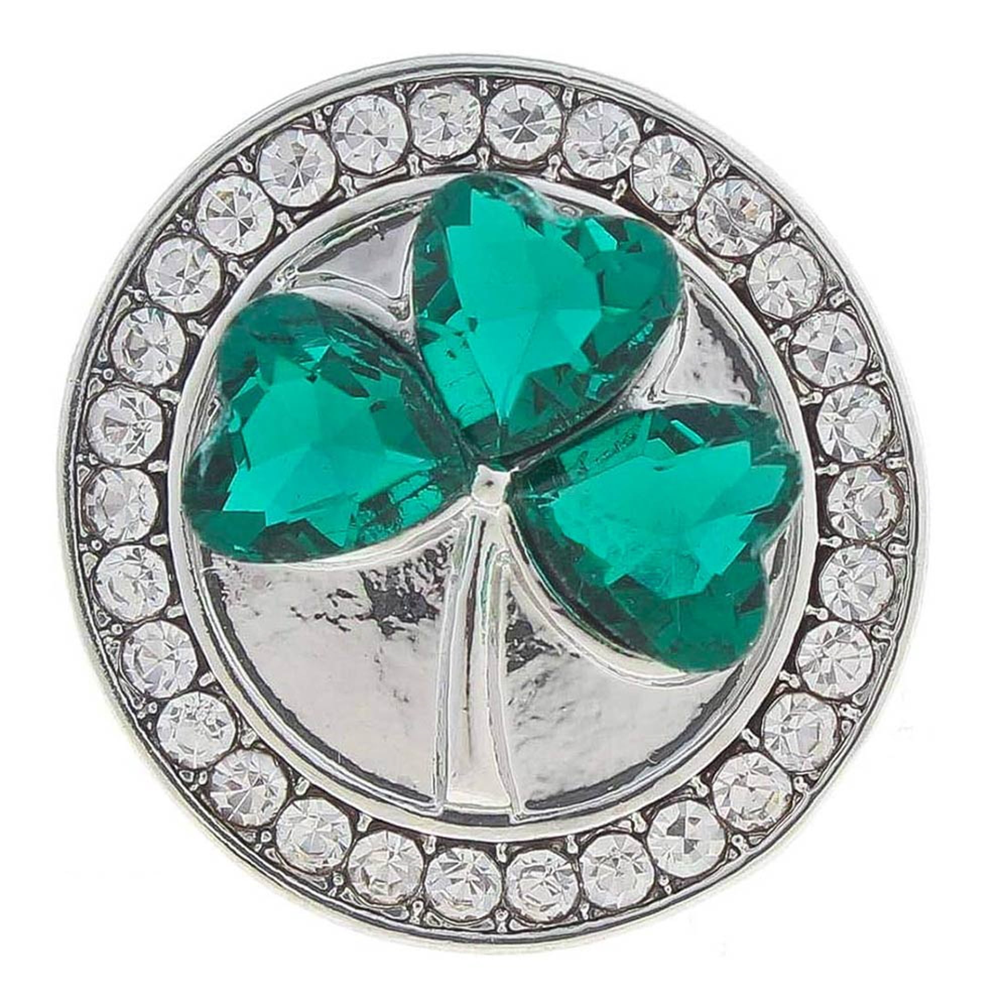 SNAPACCENTS Green St. Patrick's Day Shamrock Clover Snap Jewelry Ginger Charm Button Fits Custom Necklaces, Bracelets