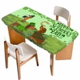 thumbnail image 1 of Green St. Patrick's Day Table Cloths for 3 Foot Rectangle Tables, Green Lucky Clovers Dog Patio Waterproof Elastic Fitted Tablecloths, Washable Rectangular Table Cover for Camping, 1 of 8