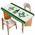 thumbnail image 1 of Green St. Patrick's Day Table Cloths for 4 Foot Rectangle Tables, Gnomes Watercolor Leaves Wooden Patio Waterproof Elastic Fitted Tablecloths, Washable Rectangular Table Cover for Camping, 1 of 8