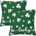 thumbnail image 1 of Green St Patricks Day Pillow Covers 18x18 Inch Set of 2 Lucky Clover Decorative Throw Pillows St. Patrick''s Day Shamrock Square Cushion Cover for Home Couch Sofa Bedding Decor, 1 of 6