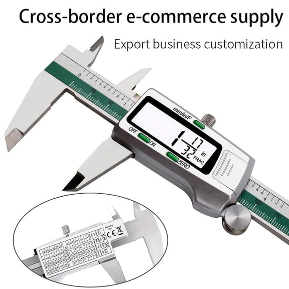 Green Stainless Steel Digital Caliper, 6-Inch Vernier Caliper with LCD Display & Auto-Off for Precision Measurement