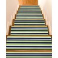 thumbnail image 1 of Green and Stair Treads Non Slip for Steps Dark Blue Stripes Geometric Abstract Striped 10 Pcs Reusable Adhesive Stair Runner Mats for Dogs Elders Carpet Treads Rugs for Staircase 8x30 In, 1 of 7