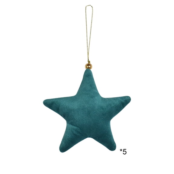 Green Star Shaped Decorative Pendant Hanging Ornament For Home Window Wall Decor Cloth Material 5Pc 0.22Lb