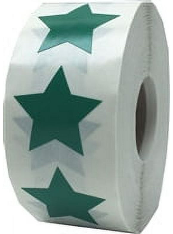 Green Star Stickers, 1 Inch in Size, 500 Labels on a Roll