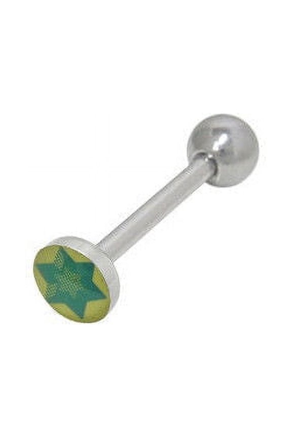 Green Star Tongue Barbell