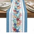 thumbnail image 1 of Green Starfish Summer Table Runner - 120 Inch Long, Kitchen Dining Table Runner Dresser Scarves, Ocean Coral Conch Blue Shells Farmhouse Decor for Coffee Tables Wedding Party Banquet, 1 of 8