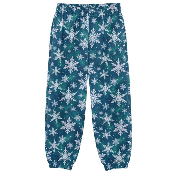 Green Starry Sky Snowflake Boys Pants Kids Casual Sweatpants Joggers Toddler Sports Pants 3-10 Years