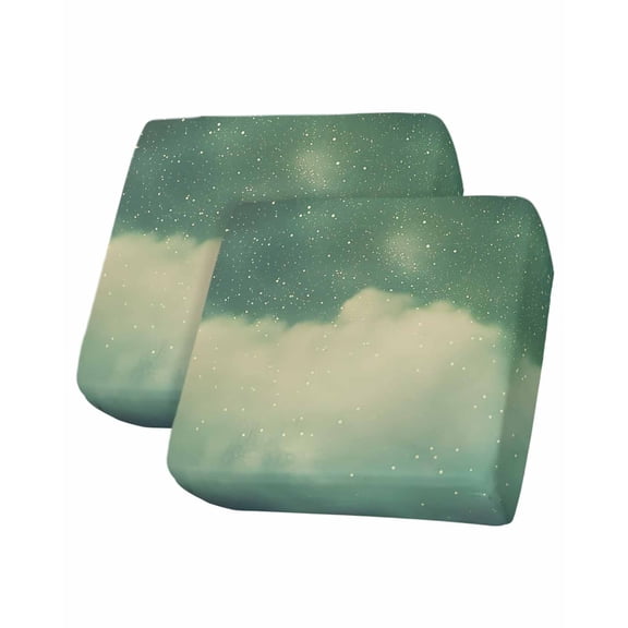 Green Starry Sky Sofa Couch Cushion Covers Washable, Removable Stretchable Sectional Couch Covers,Modern Abstract Clouds Night Scenery Slipcovers for L & T Shape Sofa Furniture Protector S Size 2 pcs