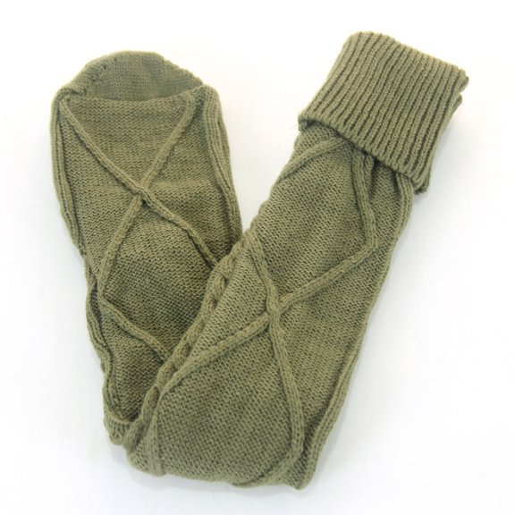 Green Stockings Women Autumn and Winter Solid Color Over The Knee Knit Socks