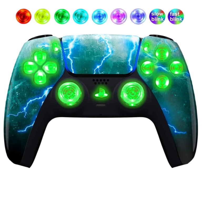 ps5 controller with vape mod Green Storm Silent Modz LED Light Up Button Wireless Custom for Geek Bar Haunted Blueberry 000 Puffs Disposable Kit Flavor:Orange Raspberry one reviewer mentioned its