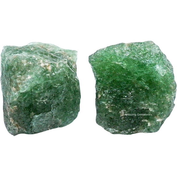 Green Strawberry Quartz Crystal Raw Stones (2 Pieces)