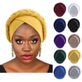 thumbnail image 1 of Green Stretchy Turban Caps for Women Polyester African Turban Pre-Knotted Beanie Headwraps Hair Covers One Size, 1 of 3