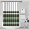 thumbnail image 1 of Green Strip Minimalistic Style White Shower Curtain Waterproof Washable Polyester Bathroom Decor Retro Bath Decor 72" W X 72" L with 12 Hooks, 1 of 4
