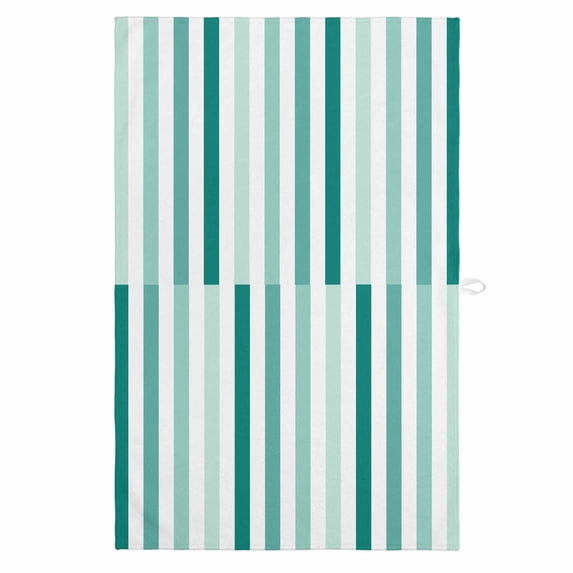 Green Stripe 1 Pack Kitchen Towel, Water Absorbent Dish Towel, Gradient Geometric White Vertical Striped Decorative Hand Towels - Quick Drying Cloth for Cooking Baking, 18x28 Inch