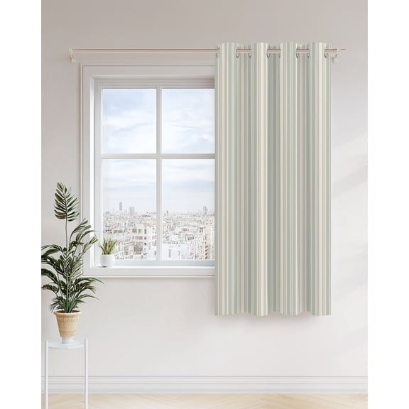 Green Stripe Curtains 36 inches Long for Living Room Bedroom Vintage Abstract Art Farmhouse Green Vertical Stripe Sliding Door Sheer Curtains Light Filtering Curtain 1 Panel Grommet Window Drape