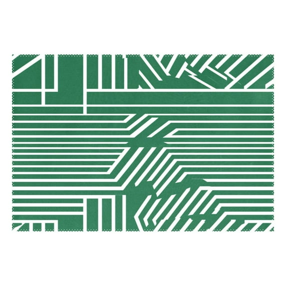 Green Stripe Design 12x18in Heat-Resistant Non-Slip Place Mat, Durable and Wrinkle-Resistant