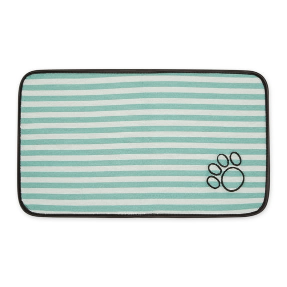 Bone Dry Striped Embroidered Microfiber Pet Food Mat