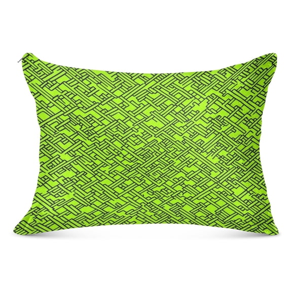 Green Stripe Pattern 20x40" Plush Pillow Case, Zippered Bed Pillow Cover for All Seasons Use